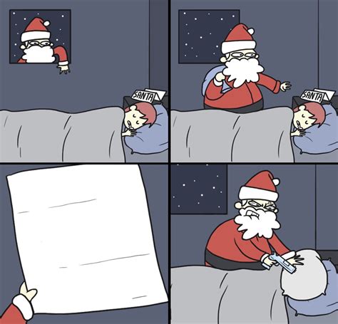 Santa meme template - How to make a meme. Choose a template. You can use one of the popular templates, search through more than 1 million user-uploaded templates using the search input, or hit "Upload new template" to upload your own template from your device or from a url. For designing from scratch, try searching "empty" or "blank" templates. Add customizations.